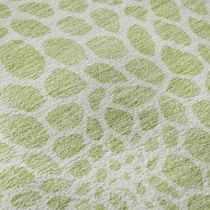 HomeRoots 8' Artichoke Green & Ivory Geometric Washable Round Rug - UV Protected, Durable & Easy Care Design 673022