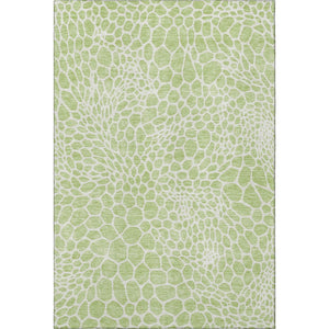 HomeRoots 8' X 10' Artichoke Green & Ivory Geometric Washable Area Rug – UV Protected, Durable & Stylish Design 673023