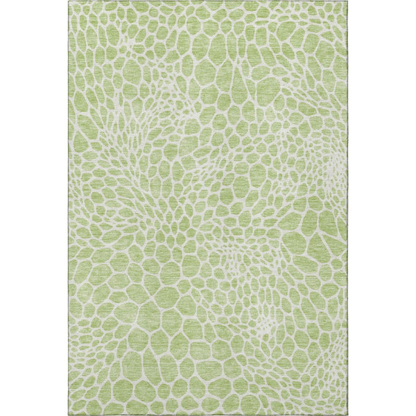 HomeRoots 8' X 10' Artichoke Green & Ivory Geometric Washable Area Rug – UV Protected, Durable & Stylish Design 673023