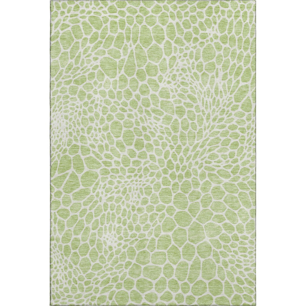 HomeRoots 10' X 14' Artichoke Green Geometric Area Rug – Washable, UV-Protected, Stylish & Durable for Homes 673025