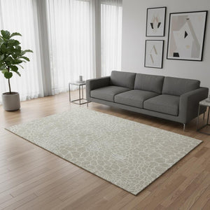 HomeRoots 5' X 8' Beige & Ivory Geometric Area Rug - Washable, UV-Protected, Stain-Resistant, Non-Slip Design 673027