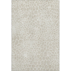 HomeRoots 5' X 8' Beige & Ivory Geometric Area Rug - Washable, UV-Protected, Stain-Resistant, Non-Slip Design 673027