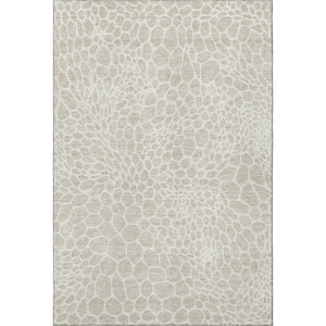 HomeRoots 5' X 8' Beige & Ivory Geometric Area Rug - Washable, UV-Protected, Stain-Resistant, Non-Slip Design 673027