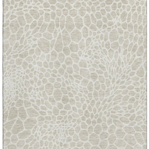 HomeRoots 8' X 10' Beige and Ivory Geometric Washable Area Rug with UV Protection - Durable, Stylish, Easy Care! 673029