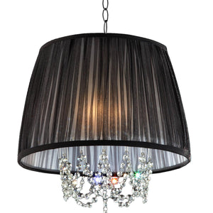 English Elm 17" Modern Eclipse Ceiling Lamp Silver with Crystal Accents, Black Drum Shade, Polished Chrome Elegance B072116223