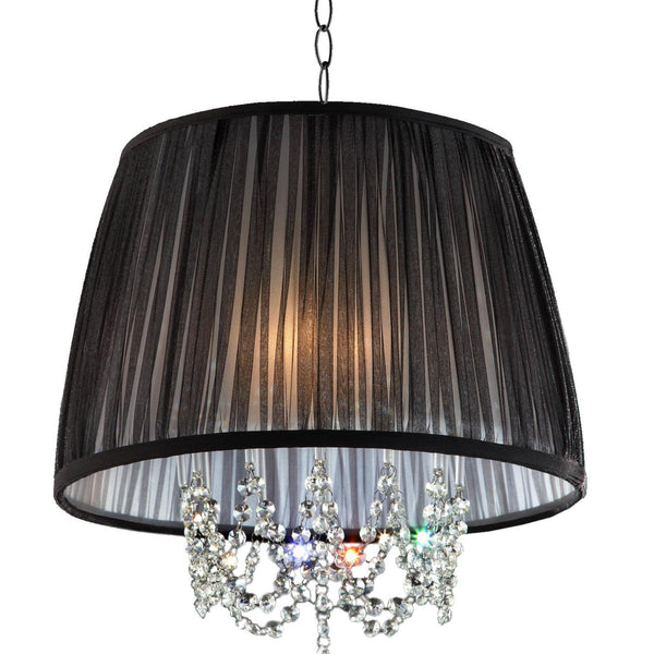 English Elm 17" Modern Eclipse Ceiling Lamp Silver with Crystal Accents, Black Drum Shade, Polished Chrome Elegance B072116223