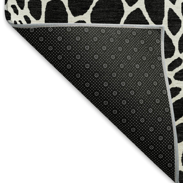 HomeRoots 5' X 8' Modern Black and Ivory Geometric Area Rug – Washable, Stain-Resistant, UV Protected Design 673033