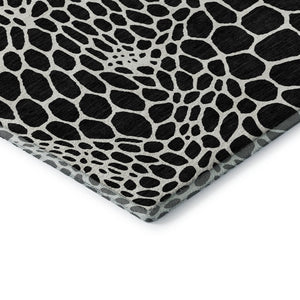 HomeRoots 5' X 8' Modern Black and Ivory Geometric Area Rug – Washable, Stain-Resistant, UV Protected Design 673033
