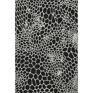 HomeRoots 5' X 8' Modern Black and Ivory Geometric Area Rug – Washable, Stain-Resistant, UV Protected Design 673033