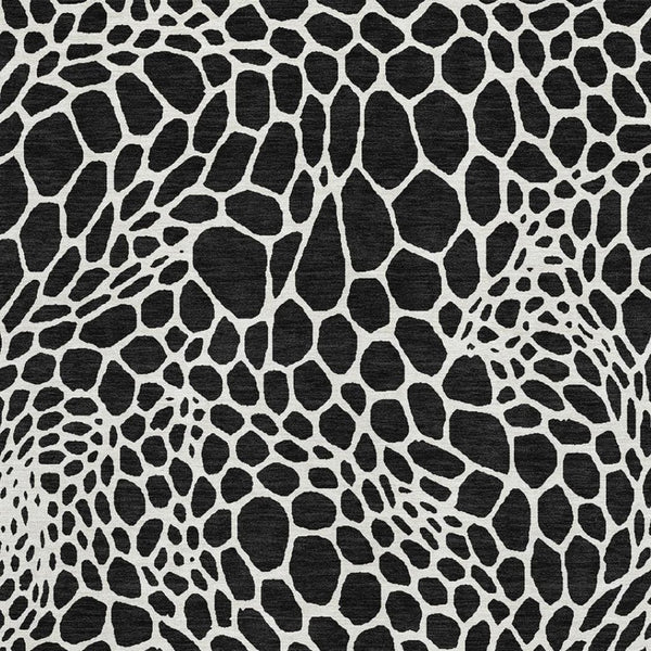 HomeRoots 8' X 10' Black and Ivory Geometric Area Rug – Stylish, Washable, UV-Protected for Modern Homes 673035