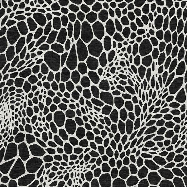 HomeRoots 8' X 10' Black and Ivory Geometric Area Rug – Stylish, Washable, UV-Protected for Modern Homes 673035
