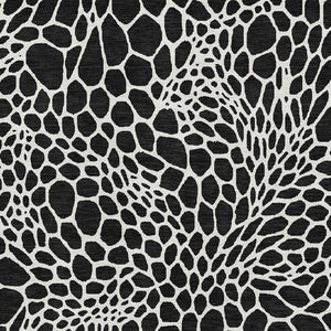 HomeRoots 9' X 12' Stylish Black and Ivory Geometric Area Rug - Washable, UV-Protected, Perfect for Families! 673036