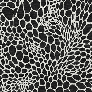 HomeRoots 10' Modern Black and Ivory Geometric Washable Area Rug - Durable, UV-Protected, Family-Friendly Design 673037