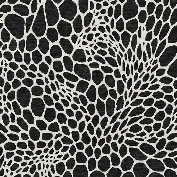 HomeRoots 10' Modern Black and Ivory Geometric Washable Area Rug - Durable, UV-Protected, Family-Friendly Design 673037