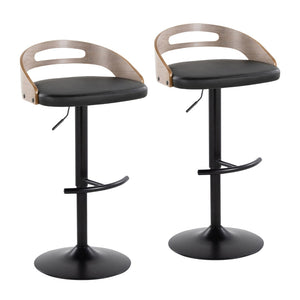 English Elm Adjustable Swivel Barstools with Faux Leather Seat and Black Metal Base Set of 2 B202S02162