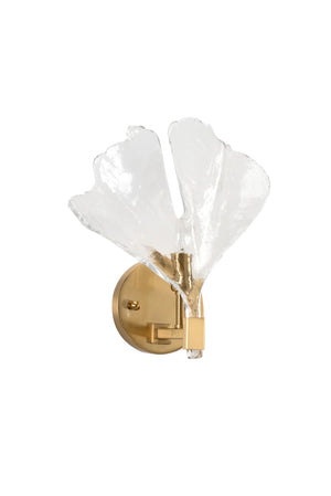 Wildwood Biloba Sculptural Sconce With Ginkgo Glass & Antique Brass Mount — Soft Diffused Ambient Lighting 67304