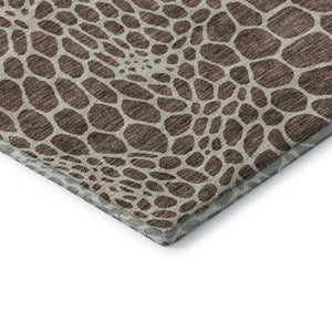 HomeRoots 10' X 14' Geometric Area Rug in Brown and Beige - Durable, Washable, UV Protected for Busy Homes 673043