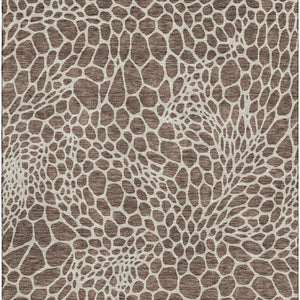 HomeRoots 10' X 14' Geometric Area Rug in Brown and Beige - Durable, Washable, UV Protected for Busy Homes 673043