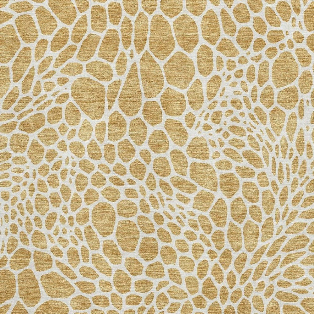 HomeRoots 8' X 10' Gold and Ivory Geometric Area Rug - Stylish, Washable, UV-Protected for Family Homes 673047