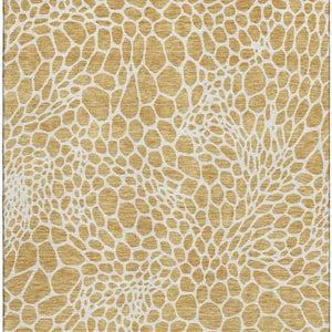 HomeRoots 8' X 10' Gold and Ivory Geometric Area Rug - Stylish, Washable, UV-Protected for Family Homes 673047