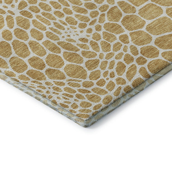 HomeRoots 9' X 12' Gold and Ivory Geometric Area Rug - Washable, UV Protected, Durable for Busy Homes 673048
