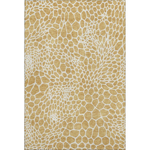 HomeRoots 10' X 14' Gold and Ivory Geometric Area Rug - Washable, UV-Protected, Non-Slip, Stylish & Durable 673049