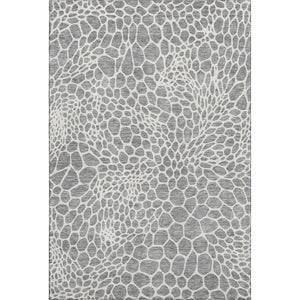 HomeRoots 8' X 10' Gray and Ivory Geometric Area Rug - Washable, UV Protected, Perfect for High-Traffic Homes 673053
