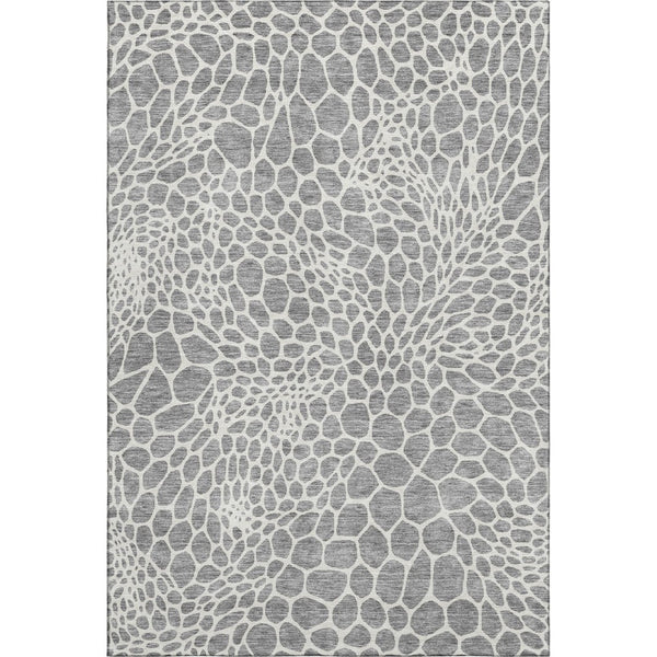 HomeRoots 8' X 10' Gray and Ivory Geometric Area Rug - Washable, UV Protected, Perfect for High-Traffic Homes 673053