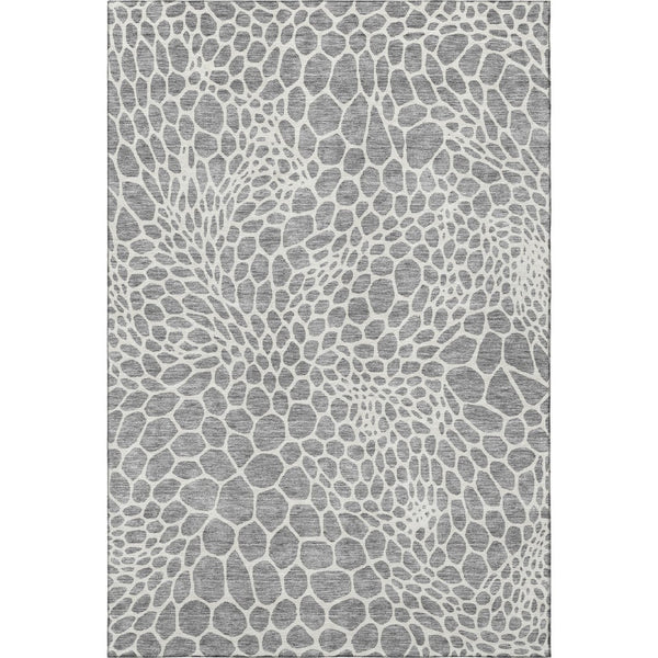 HomeRoots 8' X 10' Gray and Ivory Geometric Area Rug - Washable, UV Protected, Perfect for High-Traffic Homes 673053