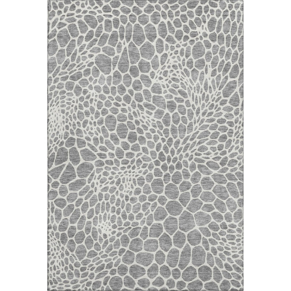 HomeRoots 9' X 12' Gray And Ivory Geometric Area Rug - Durable, Washable Flooring with UV Protection & Style 673054