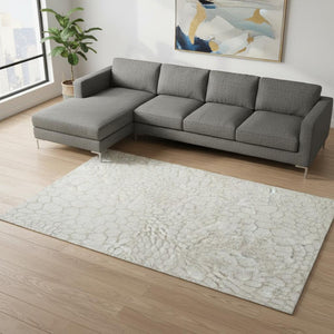 HomeRoots 8' X 10' Ivory & Beige Geometric Area Rug - Washable, UV Protected, Durable for Kids & Pets' Homes 673059
