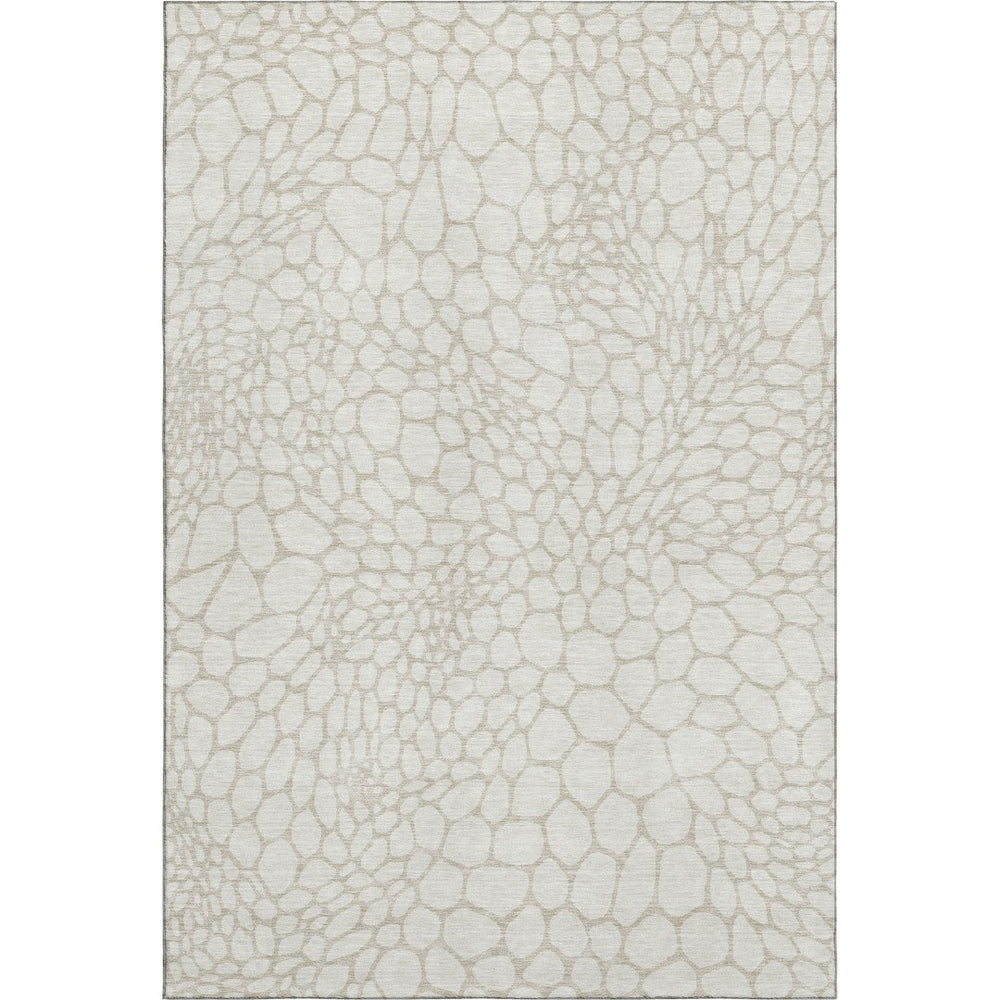 HomeRoots 8' X 10' Ivory & Beige Geometric Area Rug - Washable, UV Protected, Durable for Kids & Pets' Homes 673059