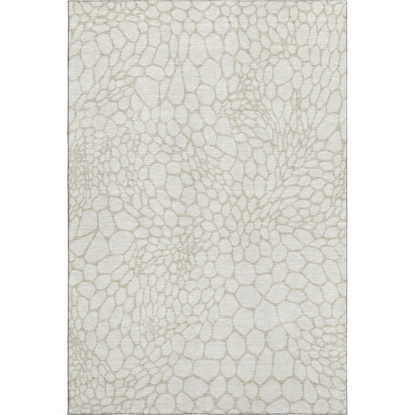 HomeRoots 8' X 10' Ivory & Beige Geometric Area Rug - Washable, UV Protected, Durable for Kids & Pets' Homes 673059
