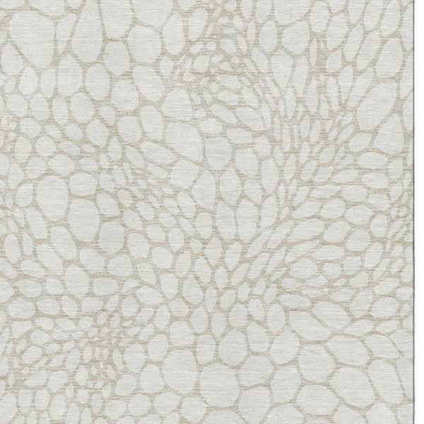 HomeRoots 8' X 10' Ivory & Beige Geometric Area Rug - Washable, UV Protected, Durable for Kids & Pets' Homes 673059