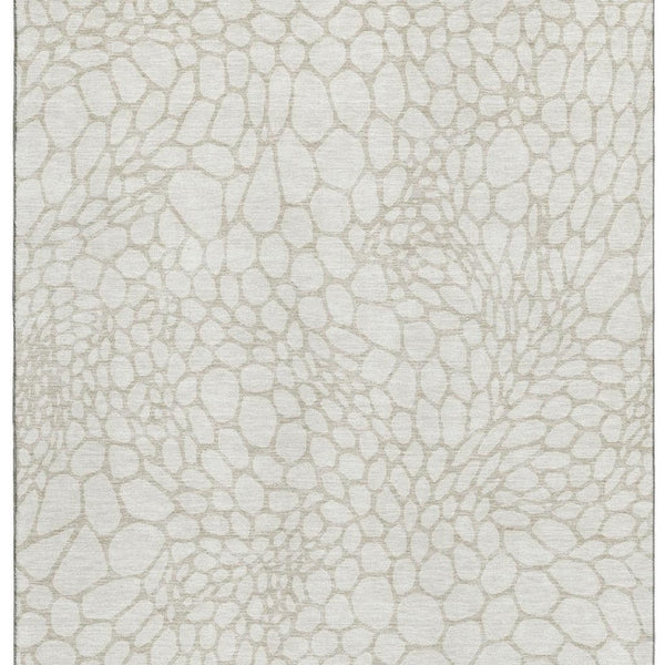 HomeRoots 8' X 10' Ivory & Beige Geometric Area Rug - Washable, UV Protected, Durable for Kids & Pets' Homes 673059