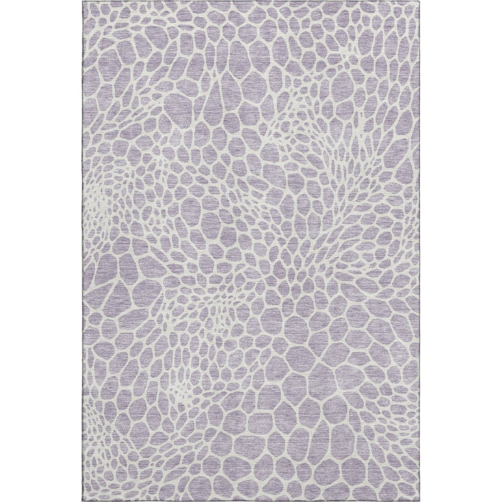HomeRoots 5' X 8' Lilac & Ivory Geometric Area Rug - Durable, Washable with UV Protection for Modern Homes 673063