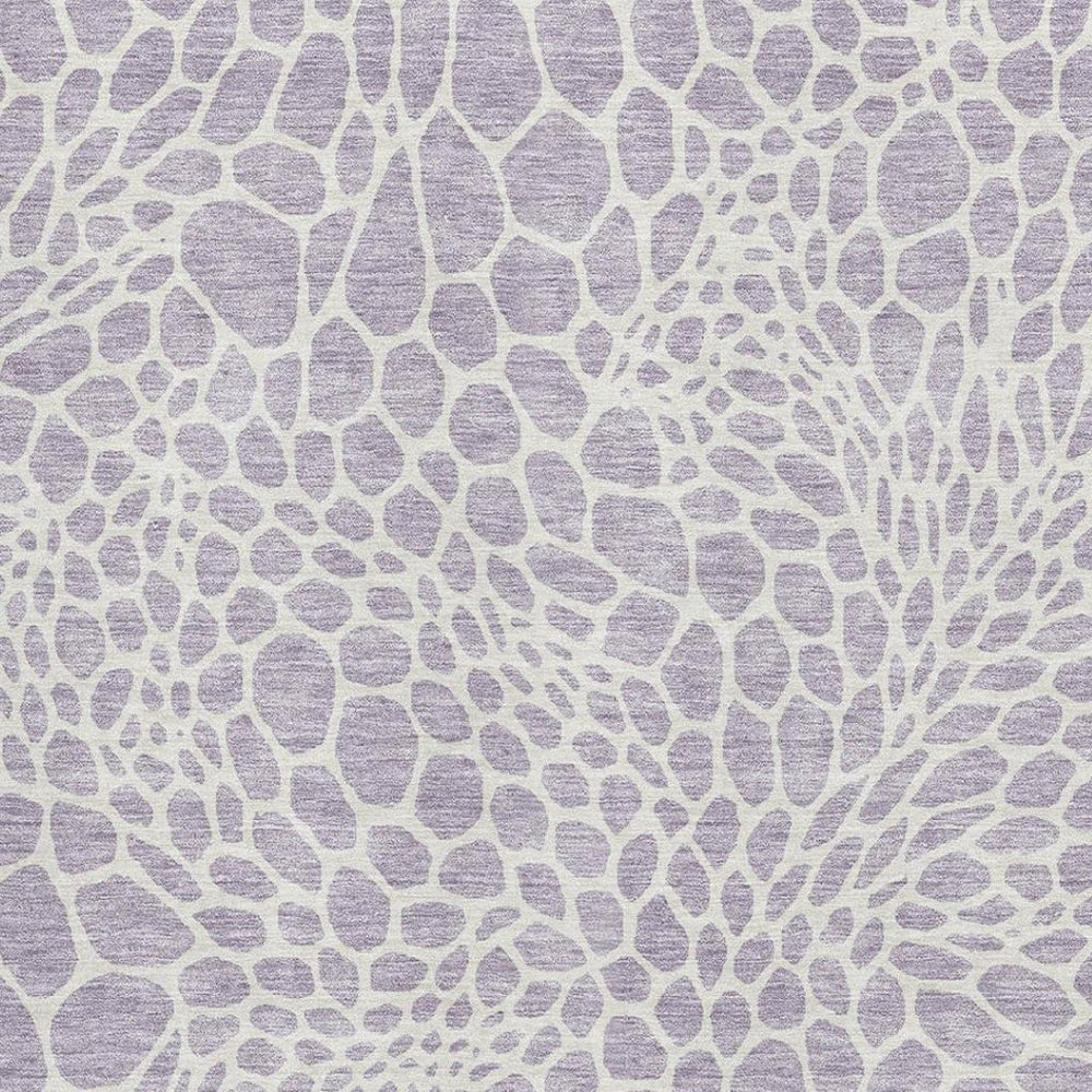 HomeRoots 5' X 8' Lilac & Ivory Geometric Area Rug - Durable, Washable with UV Protection for Modern Homes 673063