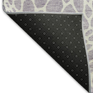 HomeRoots 8' Lilac and Ivory Geometric Round Rug - Washable, UV-Protected, Durable for Homes with Kids & Pets 673064