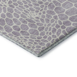 HomeRoots 8' Lilac and Ivory Geometric Round Rug - Washable, UV-Protected, Durable for Homes with Kids & Pets 673064