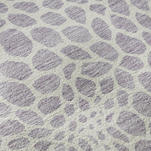 HomeRoots 8' Lilac and Ivory Geometric Round Rug - Washable, UV-Protected, Durable for Homes with Kids & Pets 673064