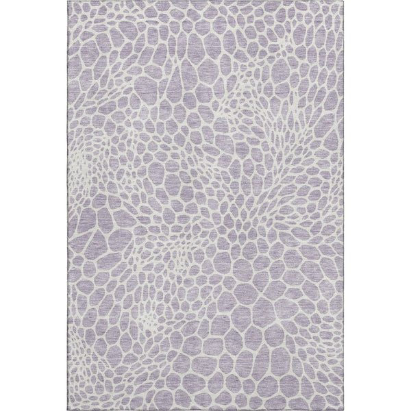 HomeRoots 9' X 12' Lilac and Ivory Geometric Area Rug - Washable, UV-Protected, Stylish for Modern Homes 673066