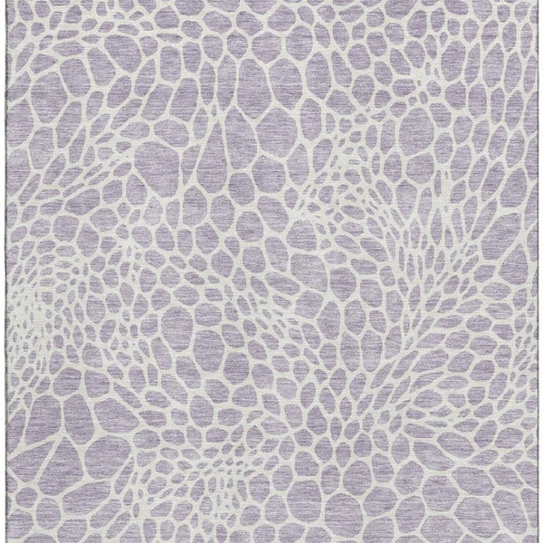 HomeRoots 9' X 12' Lilac and Ivory Geometric Area Rug - Washable, UV-Protected, Stylish for Modern Homes 673066