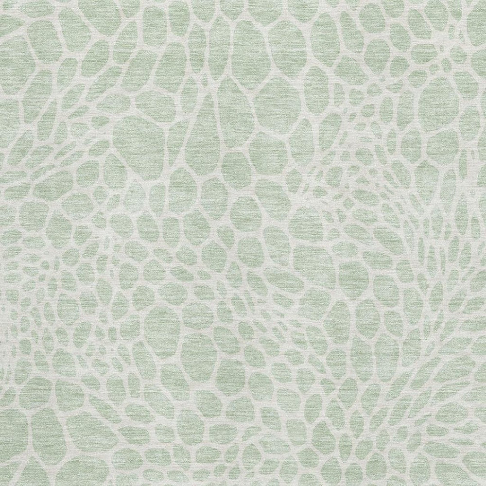 HomeRoots 5' X 8' Mint Green & Ivory Geometric Washable Area Rug with UV Protection for Stylish Durability 673069