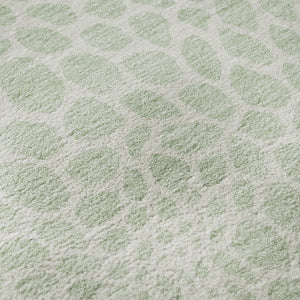 HomeRoots 8' Mint Green & Ivory Geometric Round Rug - Washable, UV-Protected, Stylish for Any Space! 673070
