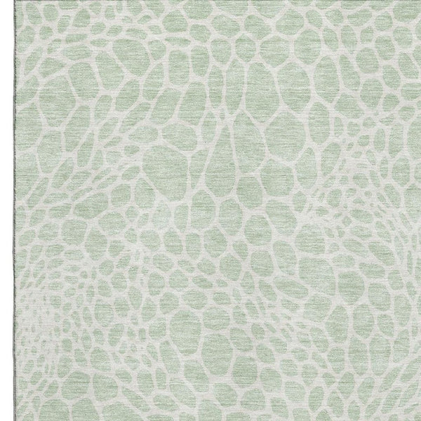 HomeRoots 8' X 10' Mint Green & Ivory Geometric Washable Area Rug - UV Protected, Stain Resistant, Durable Design 673071