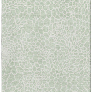 HomeRoots 9' X 12' Mint Green & Ivory Geometric Area Rug - Durable, Stain-Resistant, UV Protected, Easy Care 673072