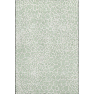 HomeRoots 10' X 14' Stylish Mint Green & Ivory Geometric Area Rug - Washable, UV-Protected, Pet-Friendly! 673073