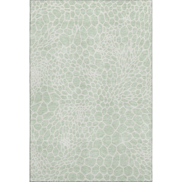 HomeRoots 10' X 14' Stylish Mint Green & Ivory Geometric Area Rug - Washable, UV-Protected, Pet-Friendly! 673073