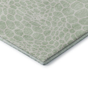 HomeRoots 10' X 14' Stylish Mint Green & Ivory Geometric Area Rug - Washable, UV-Protected, Pet-Friendly! 673073