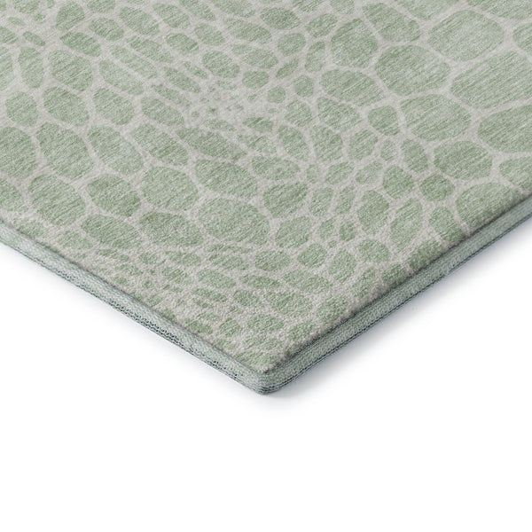 HomeRoots 10' X 14' Stylish Mint Green & Ivory Geometric Area Rug - Washable, UV-Protected, Pet-Friendly! 673073